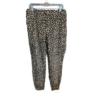 Sans Souci Leopard Print Cargo Joggers, Size Large, Tan & Black